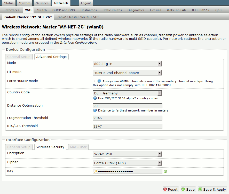 Configuration section