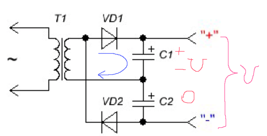 Схема удвоения переменного напряжения