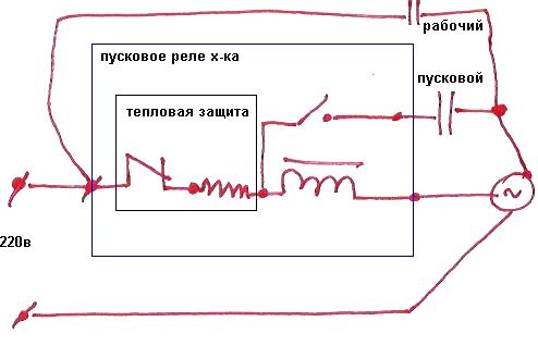 Подключение пускового реле компрессора