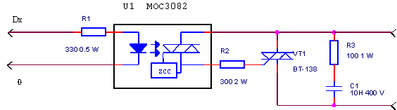 Moc3023 схема включения